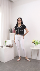 Crop Top Knit Crop Rajut Blouse Rajut Blouse Knit Lengan Pendek Import
