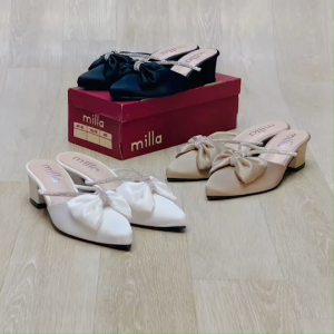 [🥇ของแท้100%🚛ส่งด่วน👠ส้น 2 นิ้ว] milla รองเท้าเปิดส้น เปิดส้นสูง รองเท้าเปิดส้นงานราตรี รุ่น 17-6 สวย สง่า สบายเท้า