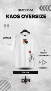 SMR APPAREL - Kaos Oversize SKULL BASKET BALL premium Cotton Combed 24s Pria & Wanita Basic Lembut