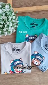 Setelan Baju Bayi Laki-laki 3-12 Bulan Kaos dan Celana Jeans Motif Funny Pilot