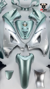 PUGParts ชุดสีwave125R หัวแหลม ชุดสีเวฟ125S หน้าแหลม Wave125S หัวเถิก (ชุด12/13ชิ้น) สีเขียวลิมิเต็ดตัดเทาบรอนช์ กุญแจกลม/กุญแจนิรภัย(กุญแจเล็ก/ใหญ่