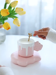 แก้วกาแฟ เซรามิกพร้อมจานรอง ถ้วยรูปคุกกี้และจานรอง 📌มีพร้อมส่ง