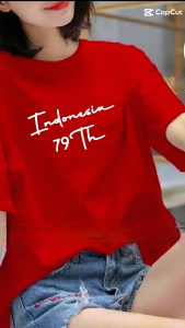 KAOS HUT RI KE 79 TAHUN KAOS KEMERDEKAAN 17 AGUSTUS CUTTON COMBAT 30s KAOS ATASAN BAJU T-SHIRT FASHION WANITA PRIA COWOK CEWEK KATUN PREMIUM DISTRO LENGAN PENDEK BISA COD Oblong Keren Santai