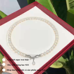 Vòng Cổ Ngọc Trai Hạt Lớn 9Li Sang Trọng Phối Mặt Ngọc Trai Giọt