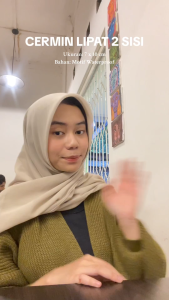 Cermin lipat dua sisi kotak persegi bahan motif kaca rias travel cermin make up cewek portable