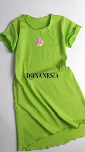 Dress Anak Perempuan Usia 5 - 7 Tahun Daster Kaos Full Katun Aplikasi Karakter Bunga Cropped Neci Baju  Gaun Midi  Medium Streach Lengan Pendek Harian Anak Wanita