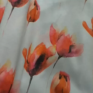 Vải Đũi Gân Hoa Cam Nền Kem Khổ 1m5 - Chất Dày Dặn.Co Giãn Nhẹ - Không Cần Lót - Đầm Bộ Áo....