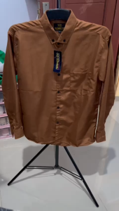 KEMEJA POLOS PRIA AYAH DAN ANAK WARNA COKLAT COTTON BAJU LENGAN PENDEK REGULER MENS BASIC