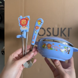 OSUKI Stainless Steel Children Lunch Box (Blue) (x3)