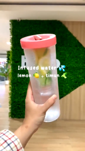 INF-Botol Minum Dengan Sedotan Lipat 700ml Botol Minum Infused Buah Transparan Bening