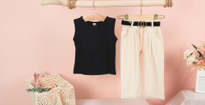 Infant Kids Baby Girls Summer 3Pcs Outfits Kids Round Neck Sleeveless Tank Tops + Casual Pants Pockets + Waist Belt 1-6 Years