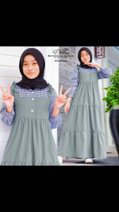 GAMIS KHUMAIRA Muslim Anak Tanggung Perempuan Usia 11-18 Tahun Kotak-kotak Korean Style