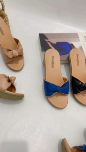 Sendal Kulit Pita Wedges 3 cm Kulit Sapi