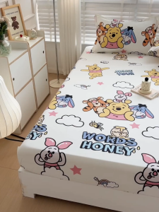 Thickness 3 in 1 Garterized Bedding Set Fitted Sheet Pillowcases Bed Sheet Cover Queen King