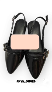 Sepatu Hak Mules Dengan Tali Belakang Hak 3 cm Elegan Dan Busa Tebal