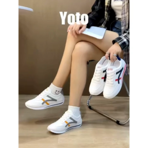YOTO Faux Leather Shoes Casual Low-cut Sneakers Fashionable Rubber Shoes for Women