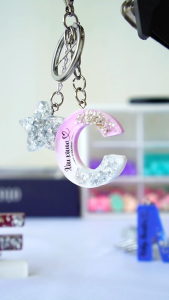 Premium Silver Ganci Inisial Series by Berlin Aksesoris - Custom Nama Ganci Inisial Resin Aesthetic