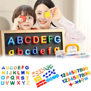 Mainan Edukasi Huruf Kapital Magnet Abjad Huruf Magnet Besar Pola Geometris Simbol Angka
