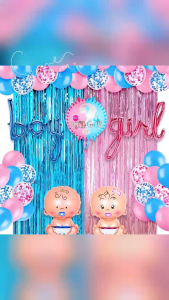 Boy Or Girl Balloon Gender Reveal Party Decorations: 57pcs Pink Blue Foil Curtain Balloons