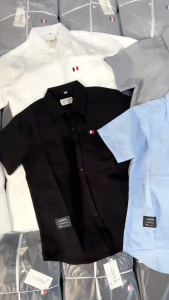 Áo sơ mi nam tay ngắn vải lụa mềm mịn phối loang màu chữ DSQ2 cao cấp mẫu-ATC77 SHOP