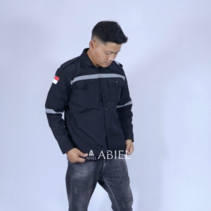 (DIKIRIM DARI BANDUNG) KEMEJA WEARPACK SAFETY PROYEK ATASAN KEMEJA KERJA PRIA FREE BENDERA SAFETY