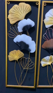 WB TERLARIS PREMIUM WallDecor Hiasan Dinding Frame Metal Gold Daun Leaf Ginko / WALL Decor Nordic 85x31 Cm