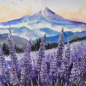 Tranh núi non hùng vĩ phong cảnh đồi hoa lavender nở rộ tranh treo tường dán tường decor nội thất.CGI-821