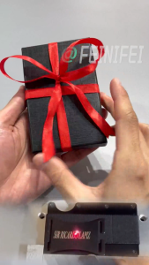 DIY Name Card Holder RFlD Blocking Wallet Cash Strap Money Clip Aluminum with Ribbon and Box Gift