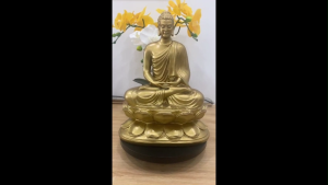 Tượng Phật Thích Ca Mâu Ni cao 30cm chất liệu bột đá sơn nhũ vàng hàng thủ công mỹ nghệ tinh xảo