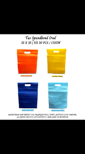 Tas Spunbond Size 25x35x8 Cm Goodie Bag Oval Kantong Belanja (Tlso25-Isi 12 Pcs)