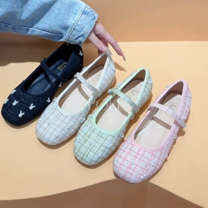 LOEI Winnie Flatshoes Wanita Sepatu Tweed Fashion 5423