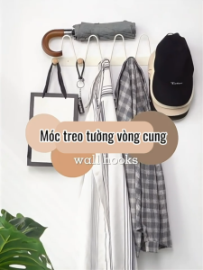 Móc treo tường vòng cung kim loại nút gỗ tròn Dola Home dán tường dán kính dán cửa gỗ cửa nhôm không cần khoan đục!