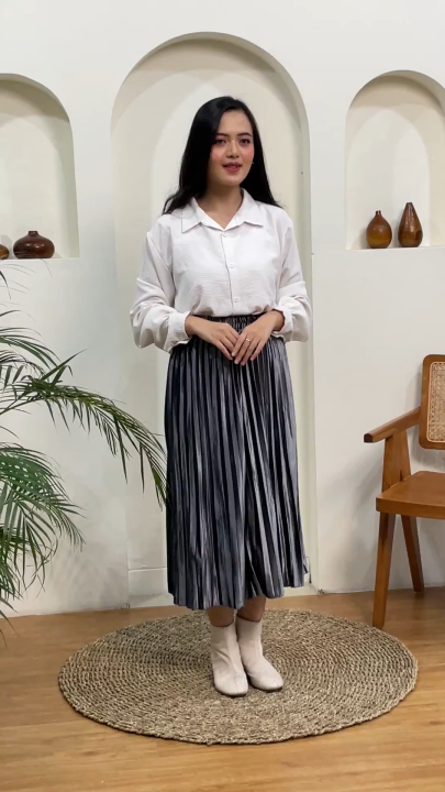 Rok Plisket Bludru Premium Midi Wanita Boa Lazada Indonesia