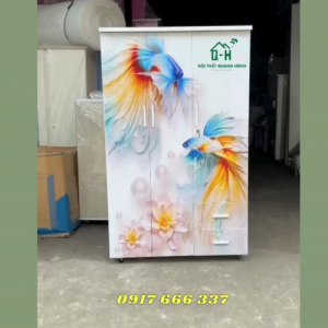 TỦ QUẦN ÁO NHỰA ĐÀI LOAN 3 CÁNH IN 3D CÁ CHÉP SẮC NÉT LÂU PHAI - GIÁ RẺ TẠI XƯỞNG