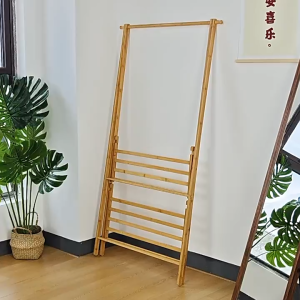 Foldable Coat Rack Floor Clothes Rack Bedroom Solid Wood Clothes Storage Minimalist Modern Indoor Home Hanger Sturdy Standing Clothes Rack Drying Rack