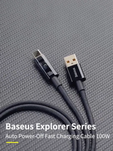 Cáp sạc tự ngắt USB to Type-C 100W Baseus Explorer Series Auto Power-Off Fast Charging Data Cable - CATS