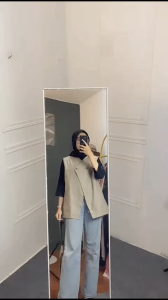 VEST - ROMPI/OUTER POLOS TANPA LENGAN REMAJA WANITA - BAHAN LINEN MODEL TERBARU CASUAL LOOK KOREA STYLE - HITAM KHAKI ARMY MOKA KEKINIAN TERMURAH  BISA COD - VARIASI KANCING DEPAN