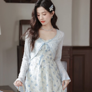 🔥[C323] Áo khoác len Montoghi Dệt kim mỏng CỘT NƠ TAY LOE tay dài chống nắng Quảng Châu - kholenqc