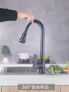 JARD 2 in 1 Water Tap For Sink 304 Stainless Steel Pull-out Faucet Hot and Cold Water Tap 2 Way Shower Style/Bubbler Style Kitchen Faucet Tap 360° Swivel Spout Faucet Tap