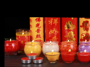 100pcs 24-hour Buddhist Lotus Butter Wax Smokeless Shape Burning Vegetable Oil Praying Butter Candle Ghost Festival