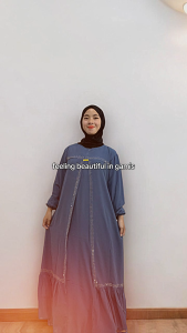 Gamis Elegan Remaja Payet Payet Motif Kontemporer dengan Kerudung Gratis - Free Size