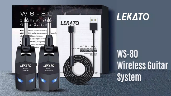 LEKATO WS-80 Guitar Wireless Transmitter Receiver 2.4Ghz with 4 ...