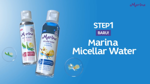 Marina Micellar Water with Extra Aloe Vera dan Vitamin C Makeup Remover Brightening & Refreshing Pink | Purifying & Softening Blue 90ml