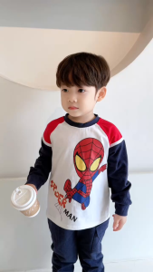 Set bộ tay dài raplang họa tiết người nhện cho bé trai đi chơi đi học 1 đến 7 tuổi BERNIE 0524B28