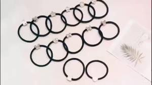 Ikat Rambut Elastis Hitam Manik Karakter Kunciran Karet Gelang Wanita Korea Isi 5pc