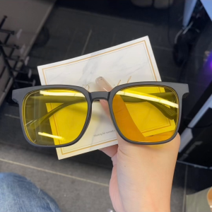 3 In 1 Sunglasses Magnetic Adsorption Clip Lens Night Vision Men Polarized Square Frame Spectacles