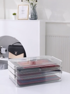 A4 Document Case with Handle Paper Passport Storage Box Transparent Large Waterproof File Paper Storage Case