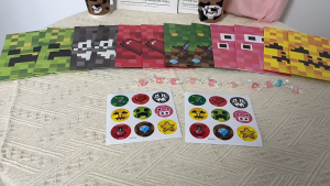 24 Pcs Party Bags for Pixel Miner Theme Party Kraft Paper Treat Goodie Bags for Boys/Girls Birthday Party Candy Bags with Stickers Miner Style Game Party Supplies 7.8 x 4.7 x 3.1 Inches