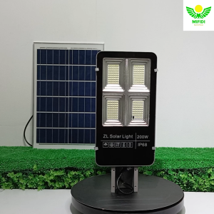 Đèn năng lượng mặt trời 200W cao cấp đèn bàn chải sáng trên 12h chính hãng Mifidi Solar tấm pin Mono siêu to - BH VIP 2 năm miễn phí tận nhà