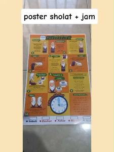 Poster Edukasi Belajar Sholat + Jam Untuk Anak Anak Mainan Edukasi Anak